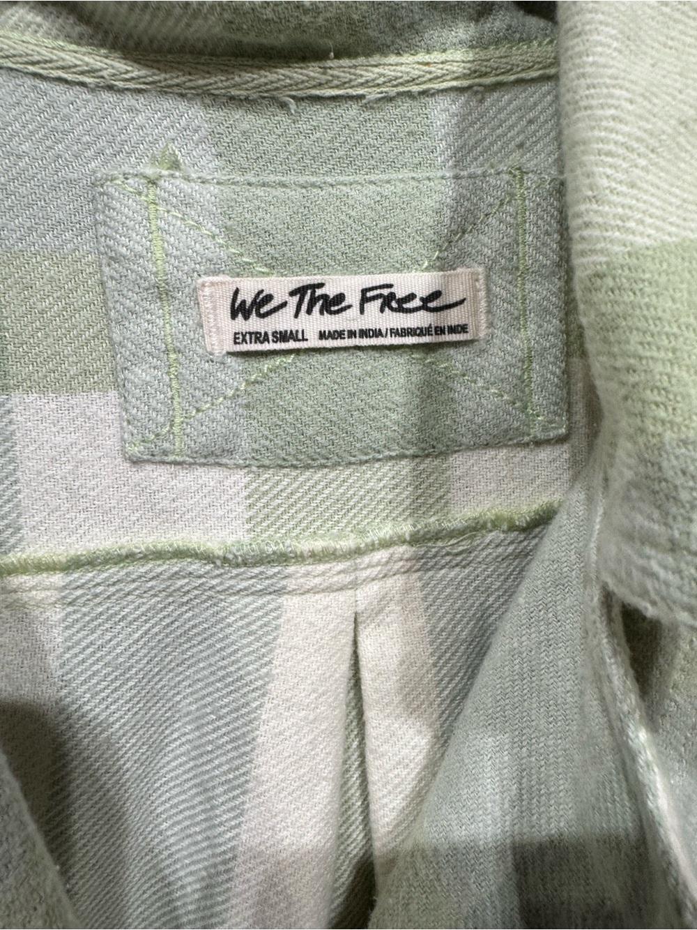 0256We The Free Light Green Plaid Button-Down Shirt Jacket - Picture 2 of 3
